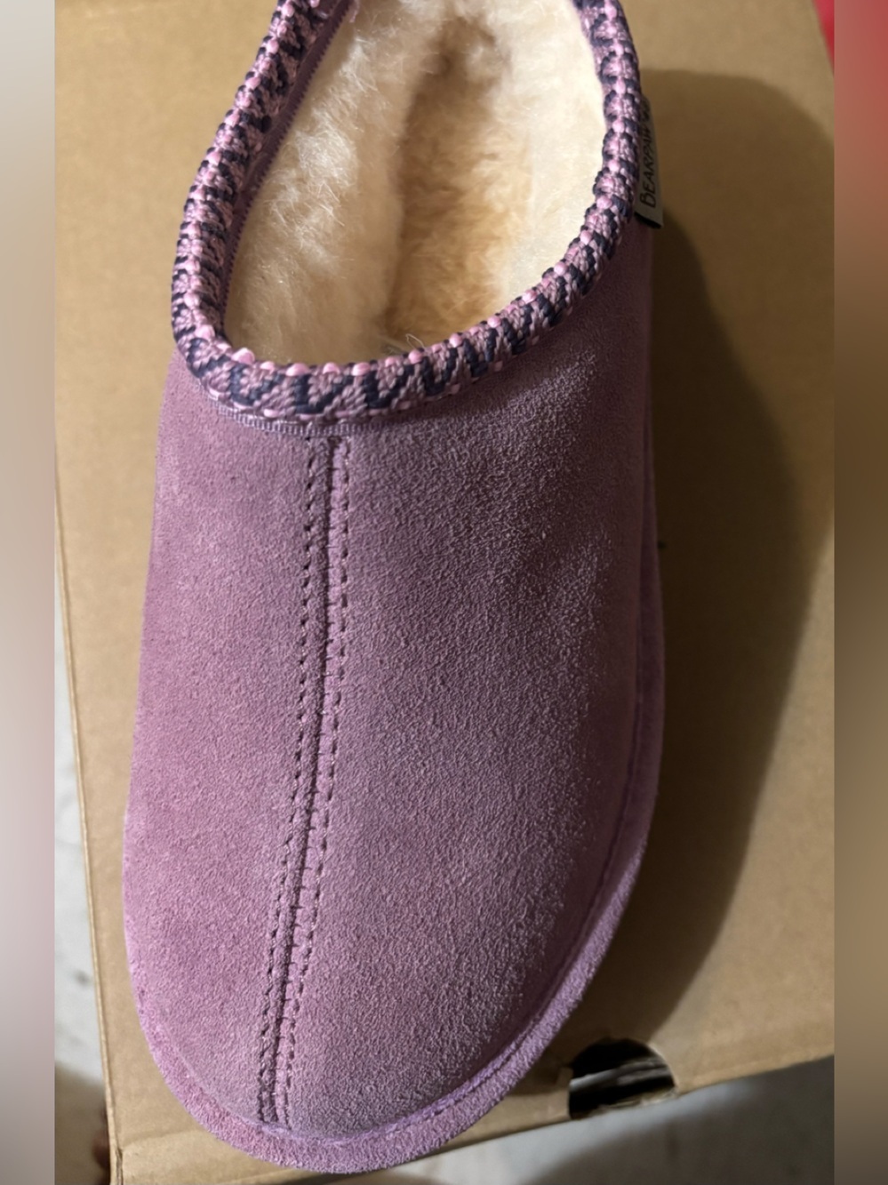 BearPaw Kids Pink Suede Shearling-Lined Slippers